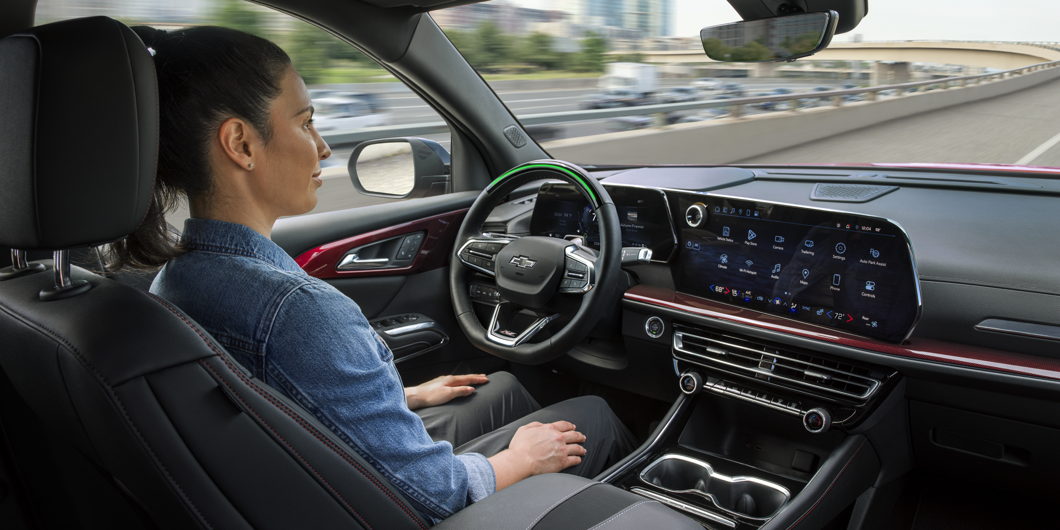 Woman driving car. 