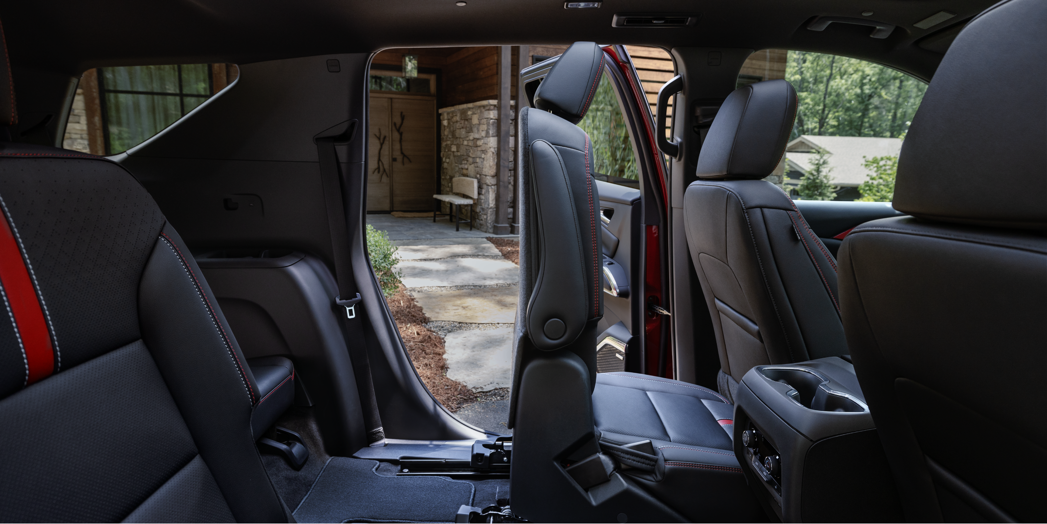 Inside of backseats. 