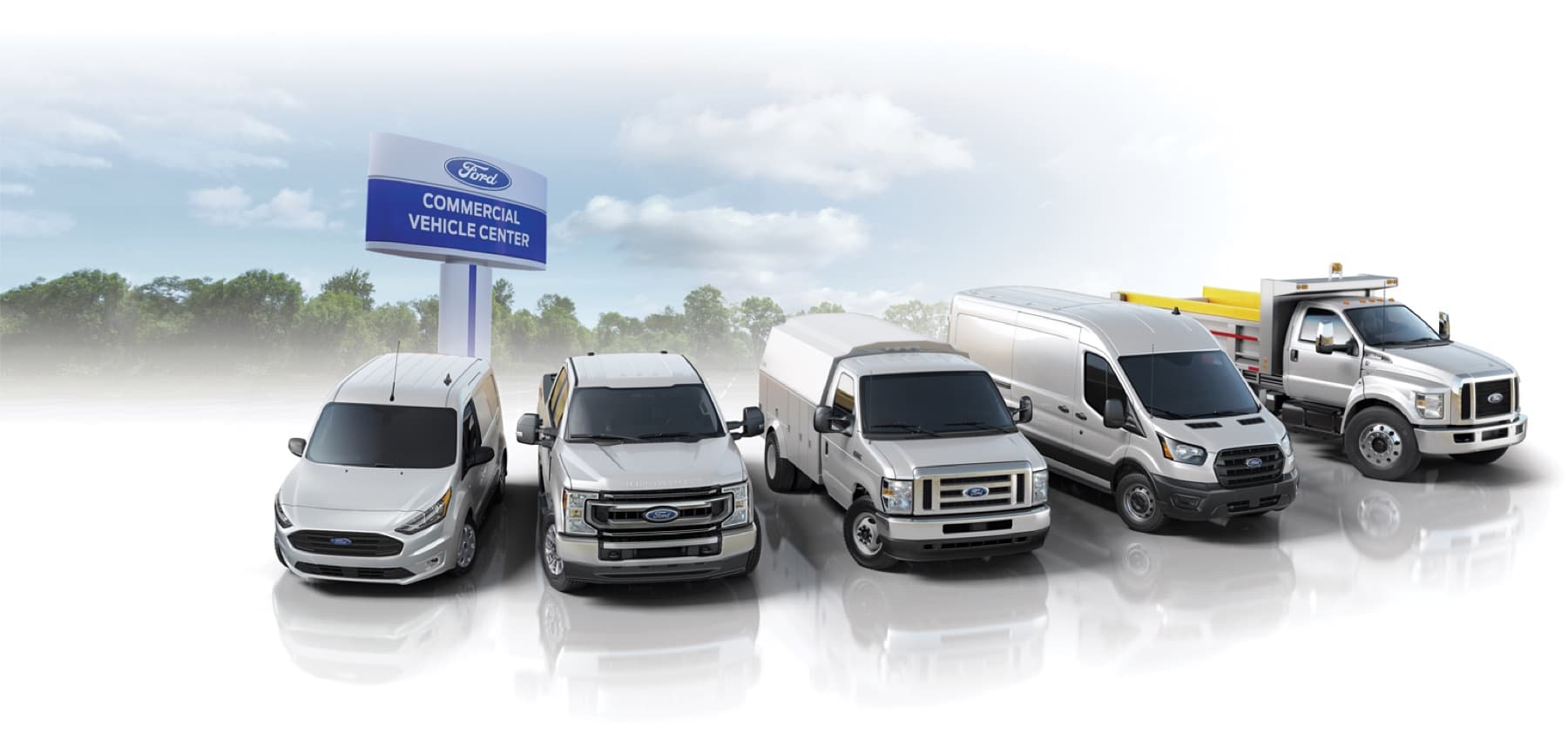 Lineup of Ford commercial vehicles