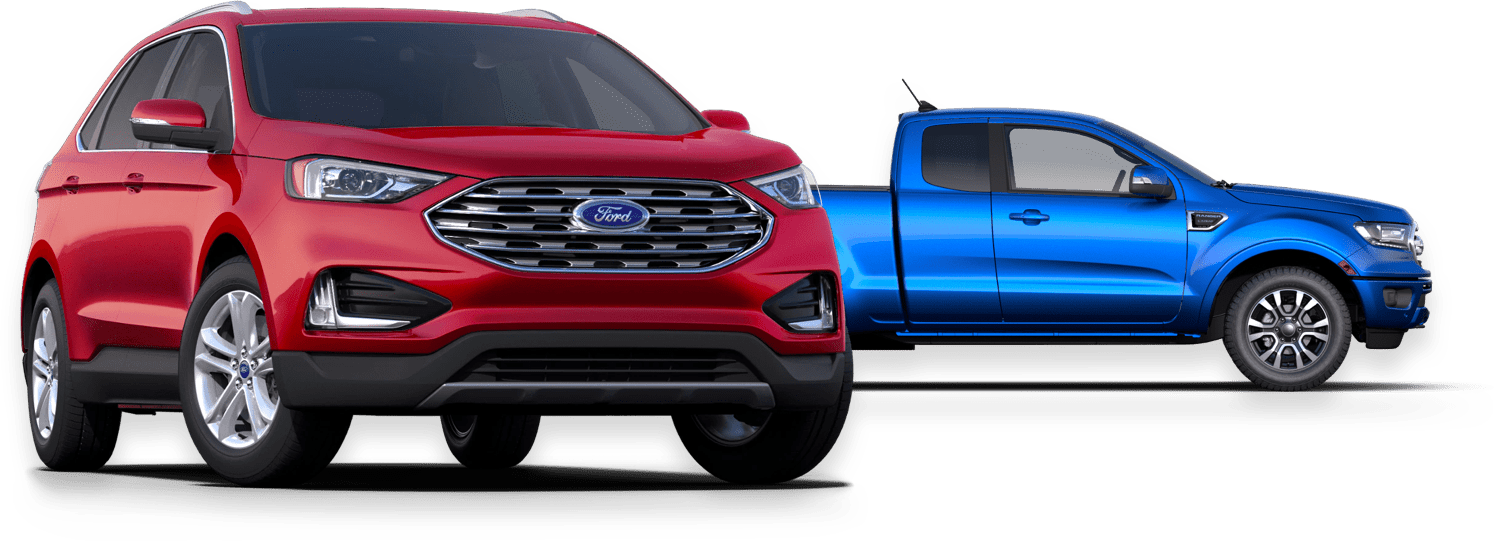 Red Ford  SVU & Blue Ford Truck 