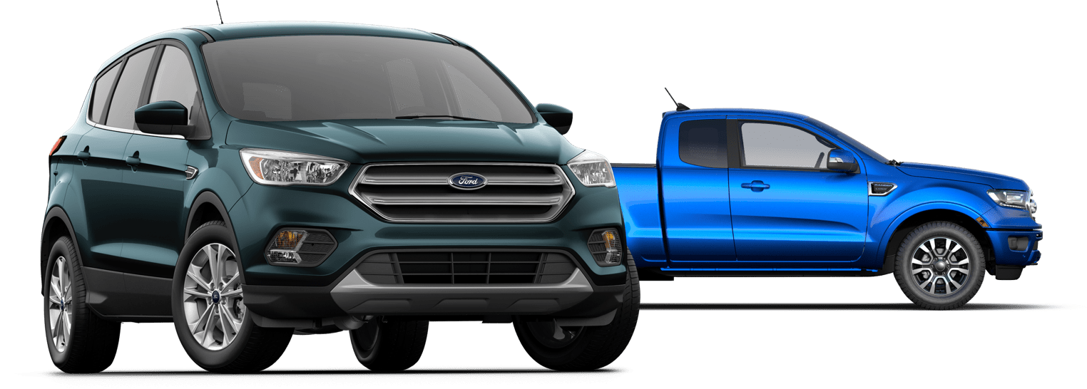 Teal Ford SVU & Blue Ford Truck 