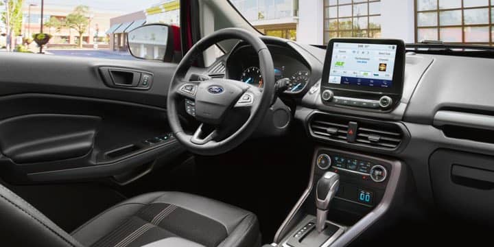 An interior shot of a Ford EcoSport dashboard.