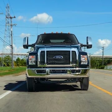 Ford F-650 driving down on a city street