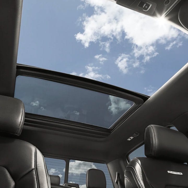 An interior shot of the sunroof on the F-150 Raptor