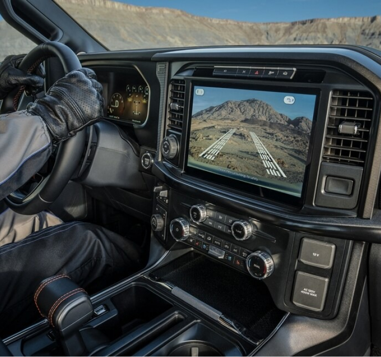 Close up of the F-150 screen during reverse. 