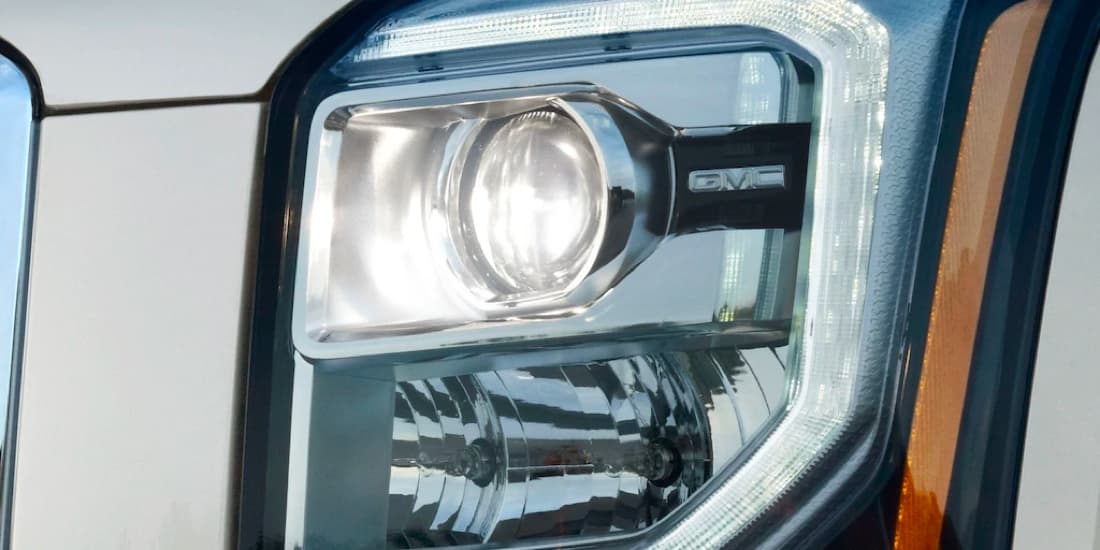 A closeup shot of Yukon's headlight