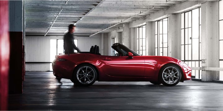 2023 Mazda MX-5 Miata in a parking garage