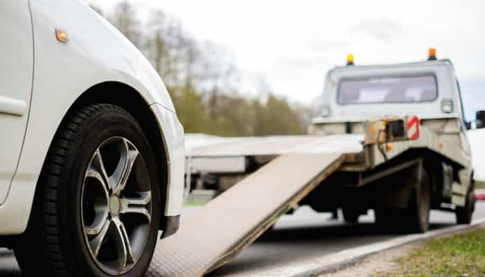 Vehicle about to be towed